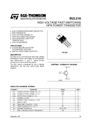 Datasheet BUL216 manufacturer STMicroelectronics