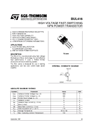 Datasheet BUL416 manufacturer STMicroelectronics