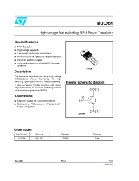 Datasheet BUL704 manufacturer STMicroelectronics