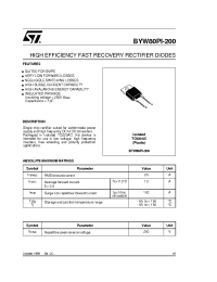 Datasheet BYW80PI-100 manufacturer STMicroelectronics
