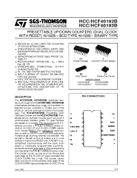 Datasheet HCC40192B manufacturer STMicroelectronics