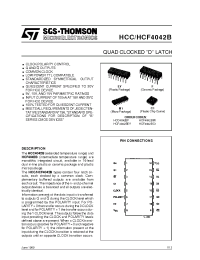 Datasheet HCF4042B manufacturer STMicroelectronics
