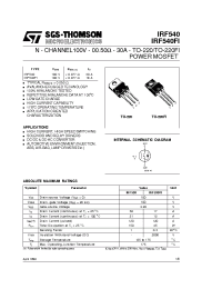 Datasheet IRF540FI manufacturer STMicroelectronics