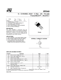 Datasheet IRF840 manufacturer STMicroelectronics