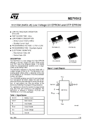 Datasheet M27V512-100F1TR manufacturer STMicroelectronics