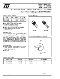 Datasheet STP12NK60Z manufacturer STMicroelectronics