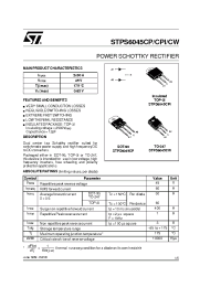 Datasheet STPS6045CPI производства STMicroelectronics