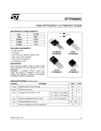 Datasheet STTH3002CG-TR manufacturer STMicroelectronics