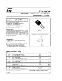 Datasheet STW20NC50 manufacturer STMicroelectronics