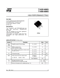Datasheet T1650-600G manufacturer STMicroelectronics
