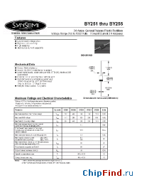 Datasheet BY255/1300V manufacturer Synsemi