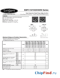 Datasheet KBPC1001 manufacturer Synsemi