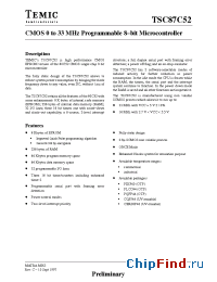 Datasheet TSC87C52-12CAB manufacturer TEMIC