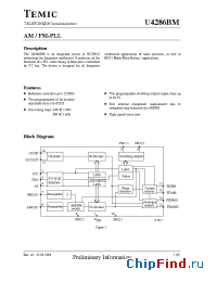Datasheet U4286BM-BFPG3 manufacturer TEMIC
