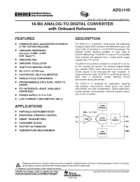 Datasheet ADS1110A0IDBVR manufacturer TI