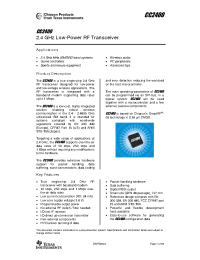 Datasheet CC2400SKRoHS manufacturer TI