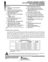 Datasheet CD4051BQM96Q1 manufacturer TI