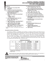 Datasheet CD4052B-Q1 manufacturer TI