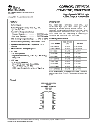 Datasheet CD54HC00W manufacturer TI