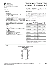 Datasheet CD54HC04F manufacturer TI