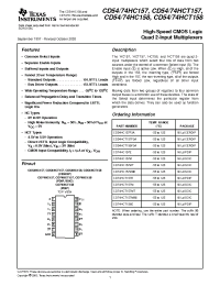 Datasheet CD54HC157F3A manufacturer TI