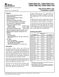 Datasheet CD54HC161 производства TI