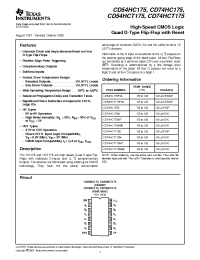 Datasheet CD54HC175F3A manufacturer TI