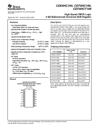 Datasheet CD54HC194 manufacturer TI