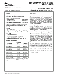 Datasheet CD54HC40103 manufacturer TI
