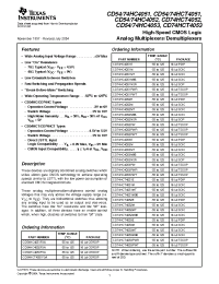 Datasheet CD54HC4052 manufacturer TI