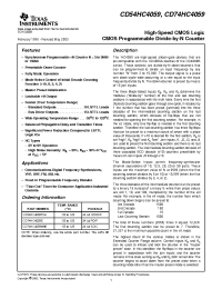 Datasheet CD54HC4059F3A manufacturer TI