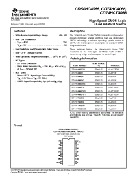 Datasheet CD54HC4066F3A manufacturer TI