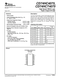 Datasheet CD54HC4075W manufacturer TI