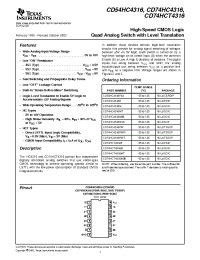 Datasheet CD54HC4316F3A manufacturer TI