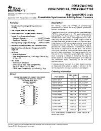 Datasheet CD54HCT193 manufacturer TI