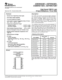 Datasheet CD54HCT251F3A manufacturer TI