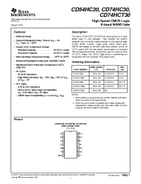 Datasheet CD54HCT30H manufacturer TI