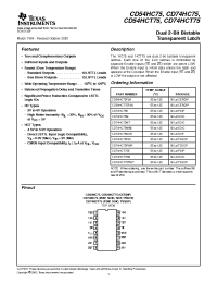 Datasheet CD54HCT75F3A manufacturer TI