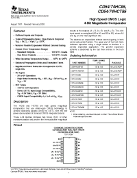 Datasheet CD54HCT85 manufacturer TI