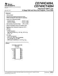 Datasheet CD74HC4094 manufacturer TI