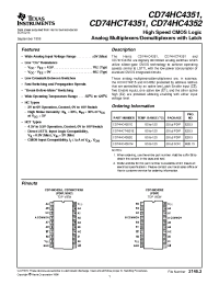 Datasheet CD74HC4351E manufacturer TI