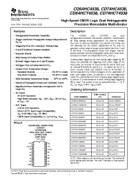 Datasheet CD74HC4538PWR manufacturer TI