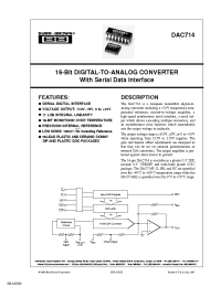 Datasheet DAC714U/1K manufacturer TI