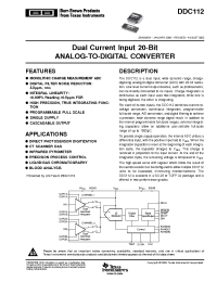 Datasheet DDC112U/1K manufacturer TI