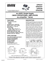 Datasheet OPA337EA/250 manufacturer TI