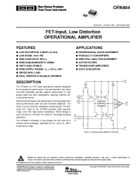 Datasheet OPA604AU/2K5 manufacturer TI