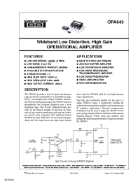 Datasheet OPA643NB/250 manufacturer TI