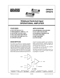 Datasheet OPA675KG manufacturer TI