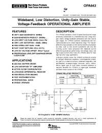 Datasheet OPA842ID manufacturer TI