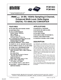Datasheet PCM1605Y/1K manufacturer TI